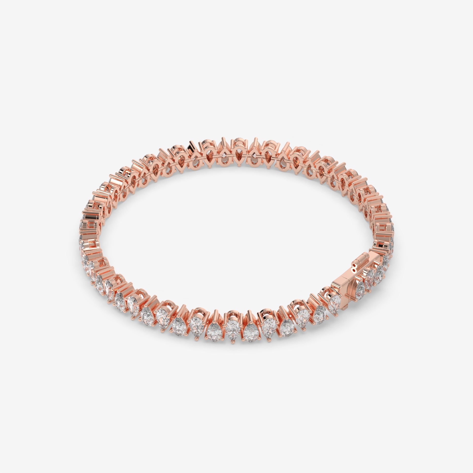 Pear-Shaped Diamond Tennis Bracelet in Rose Gold