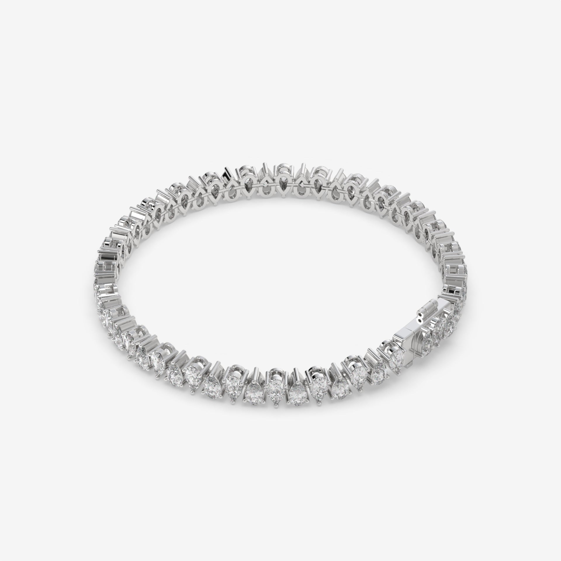 Pear-Shaped Diamond Tennis Bracelet in White Gold