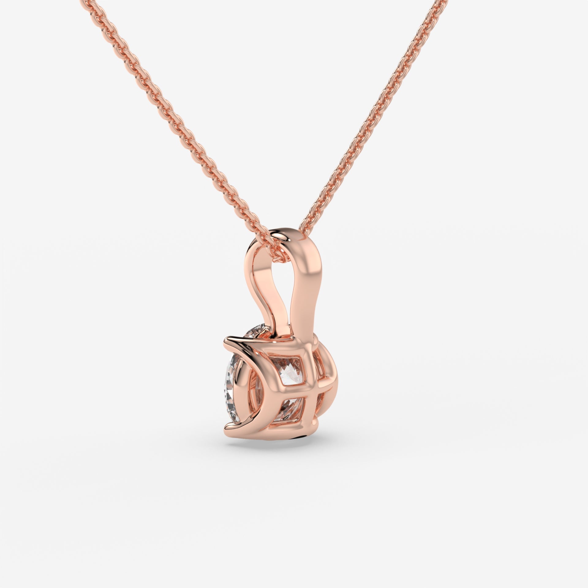 Solitaire Rose Gold Diamond Pendant with 1.00 CT Round Diamond