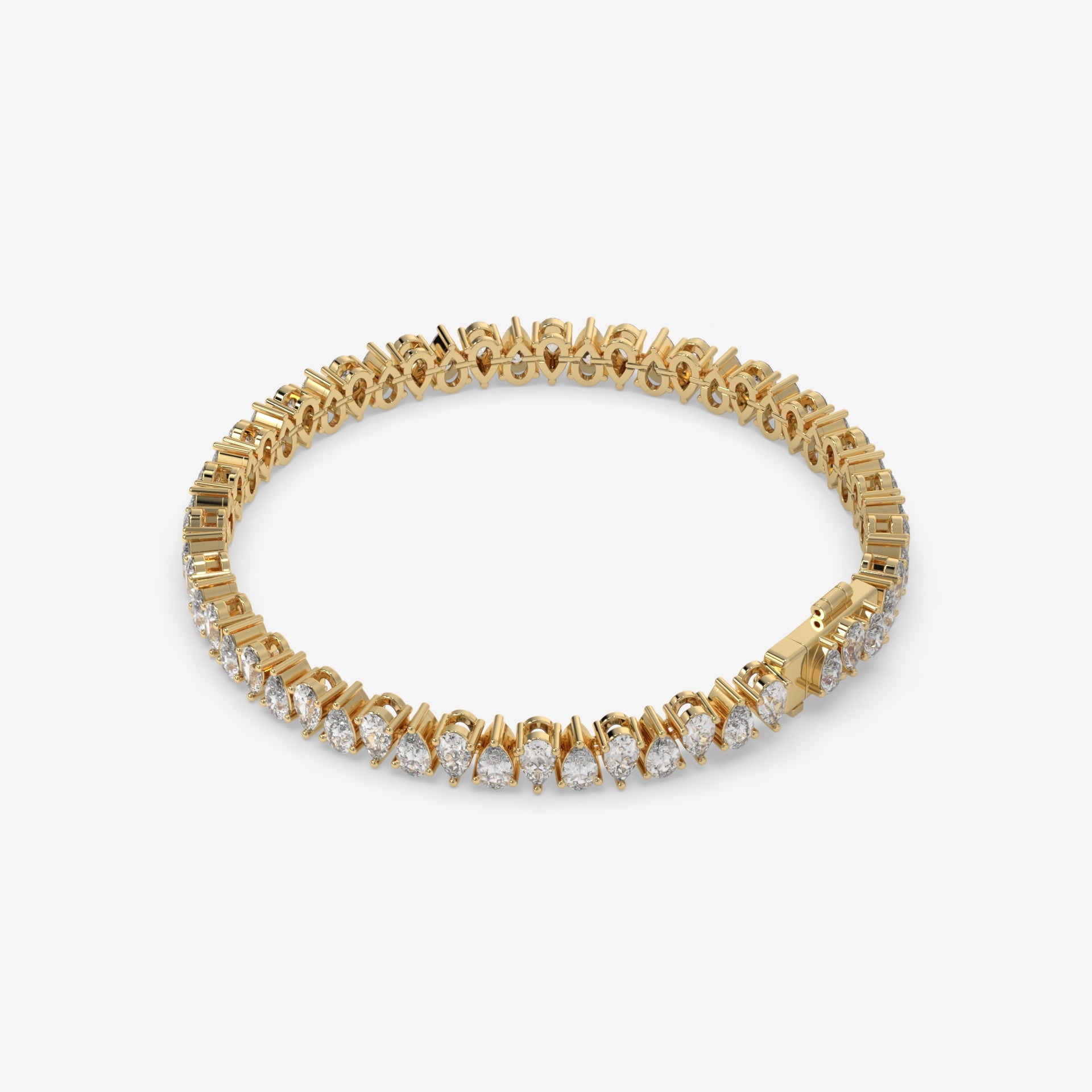 Pear-Shaped Diamond Tennis Bracelet in Yellow Gold