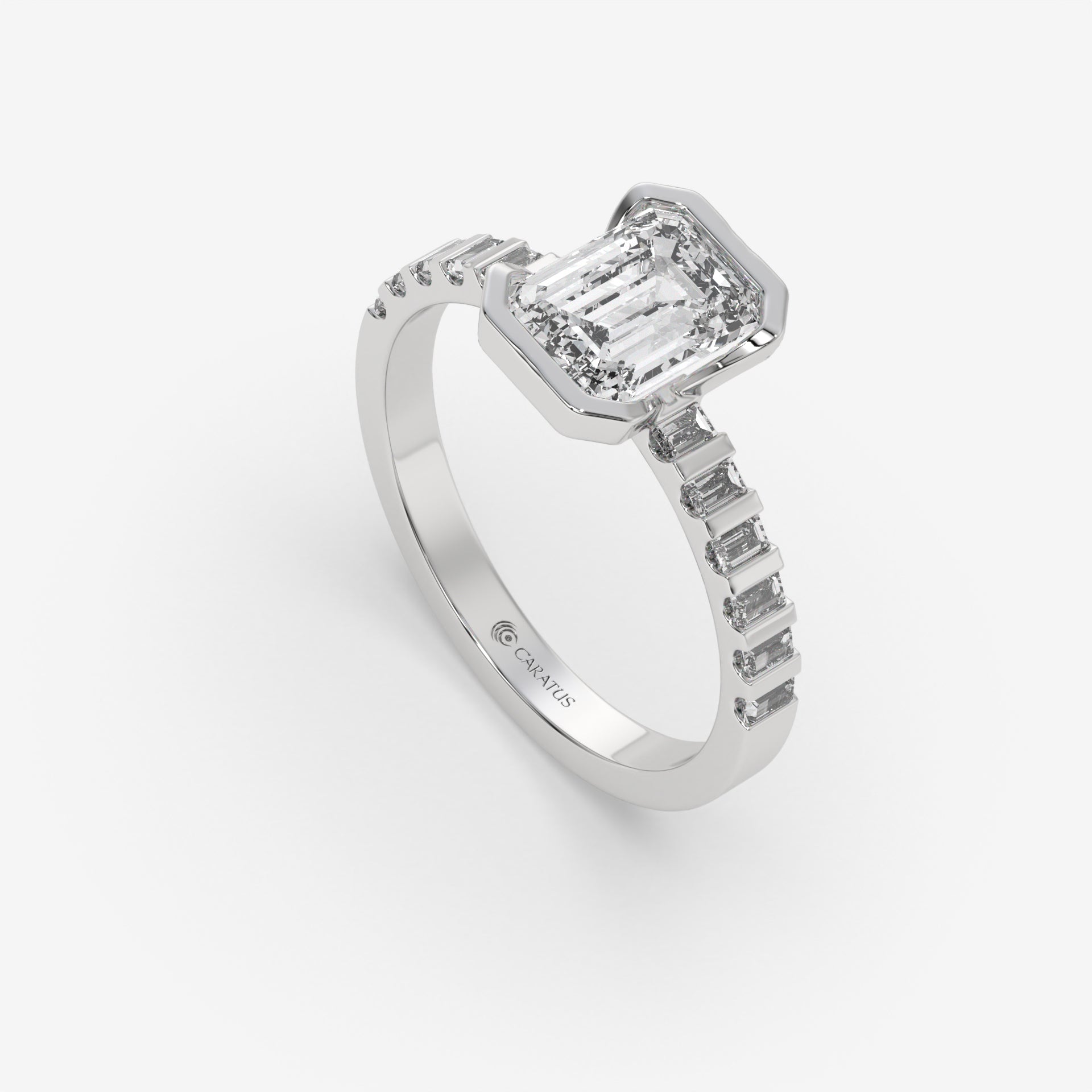 1.00 CT Emerald-Cut Engagement Ring in White Gold with Baguette Stones
