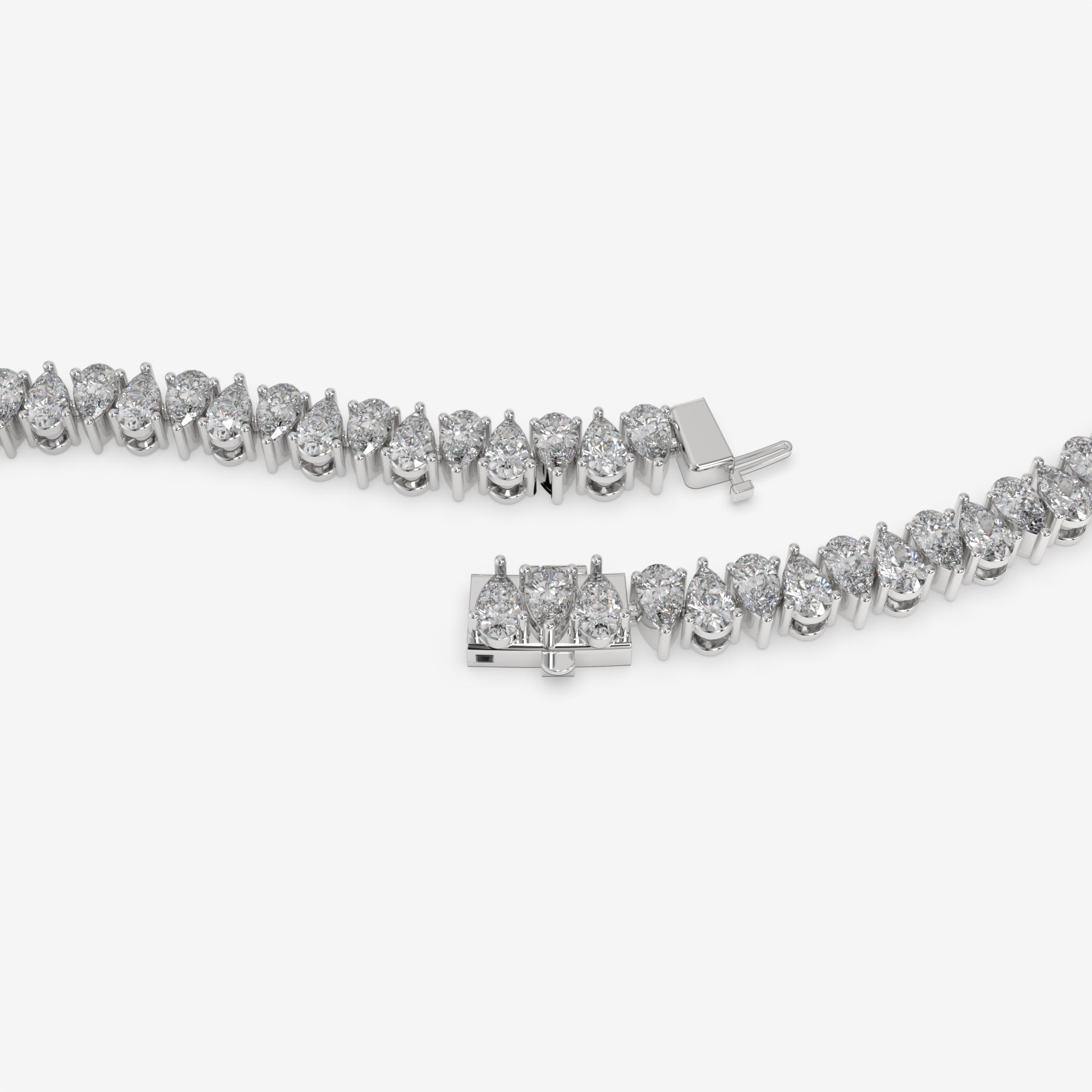 Pear-Shaped Diamond Tennis Bracelet in White Gold