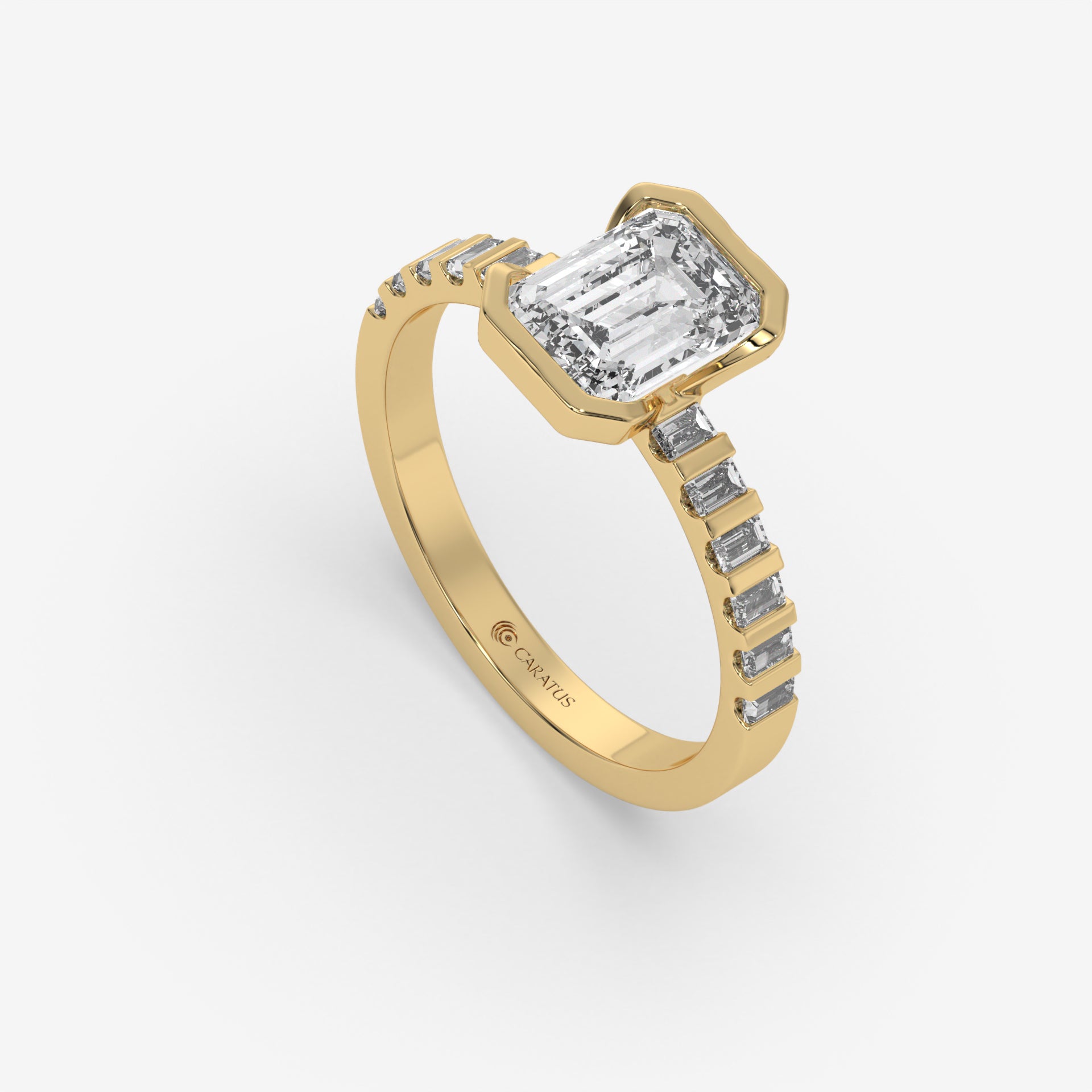 1.00 CT Emerald-Cut Engagement Ring in Yellow Gold with Baguette Stones