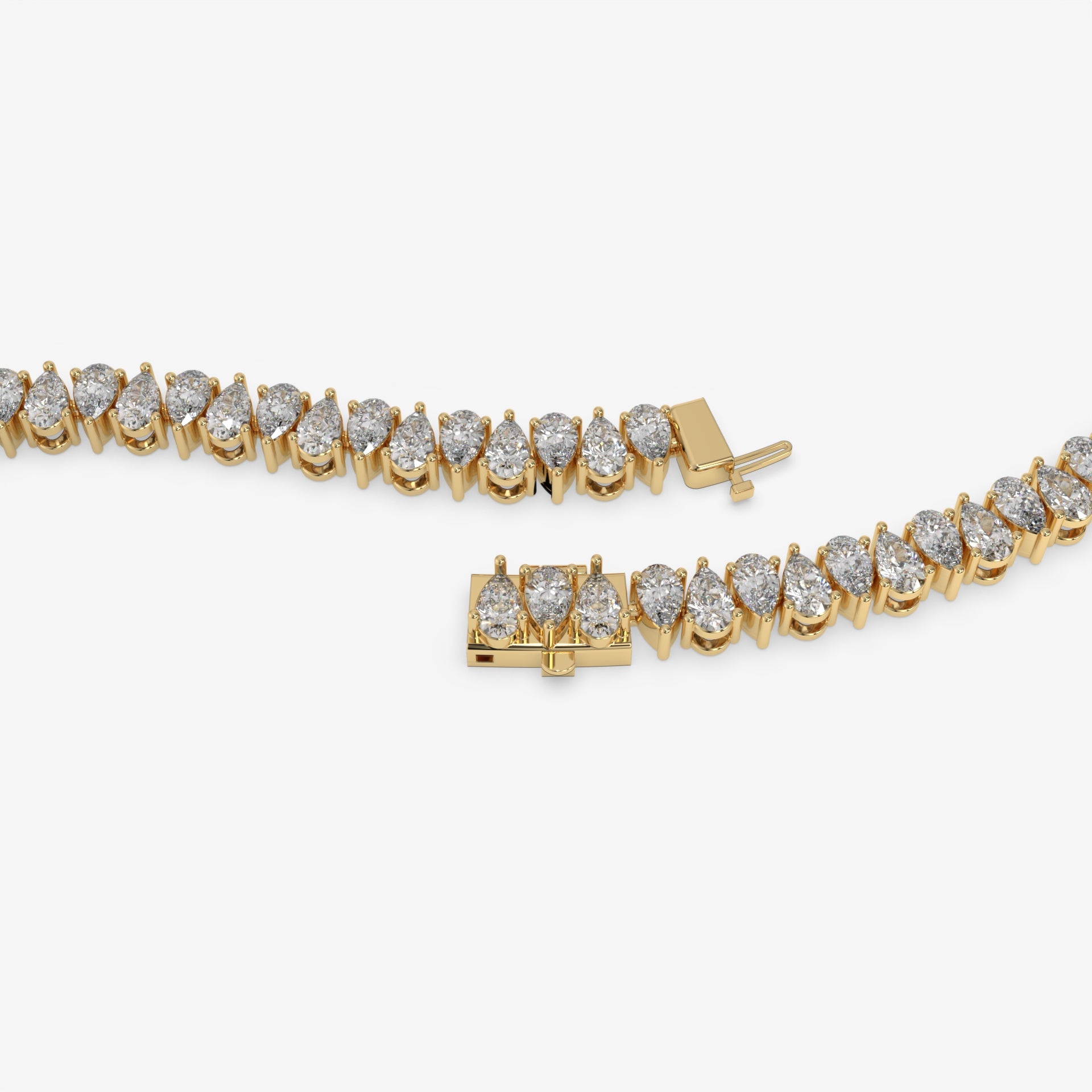 Pear-Shaped Diamond Tennis Bracelet in Yellow Gold