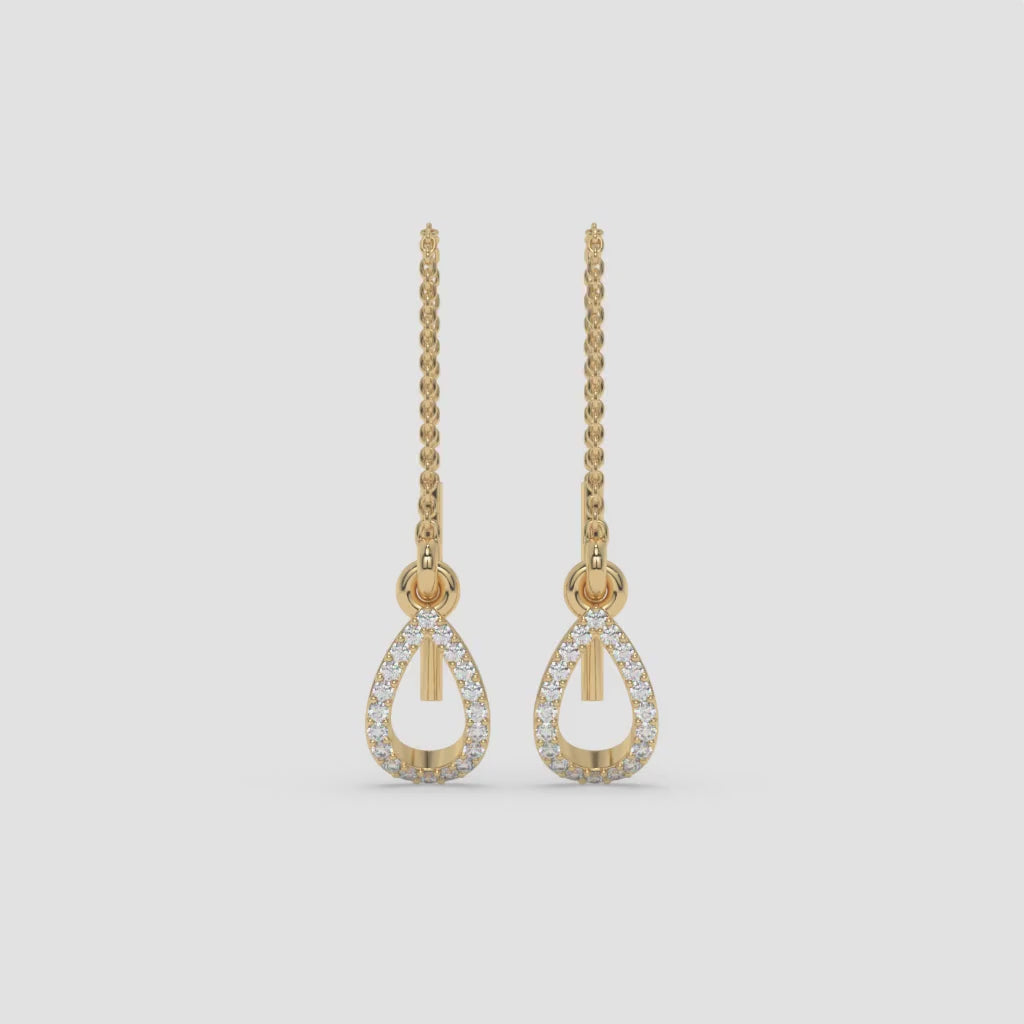Diamond Drop Yellow Gold Earrings in Pear Shape