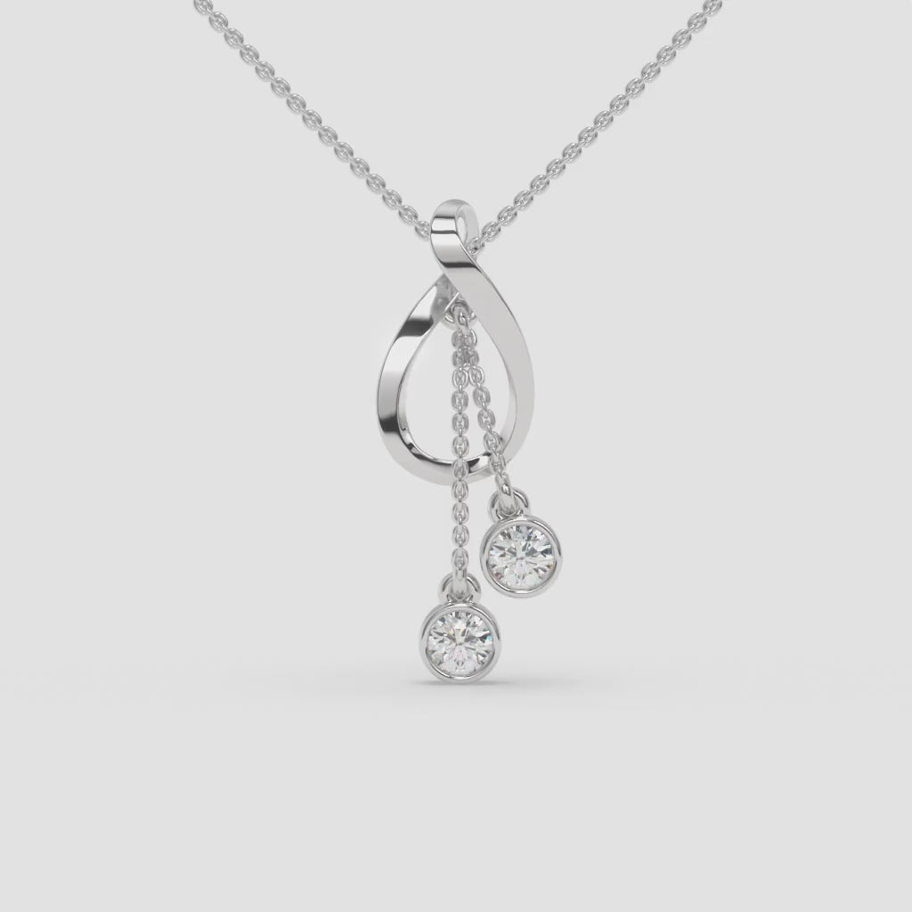 Twisted Pendant White Gold Necklace with Round-Cut Diamond Accents