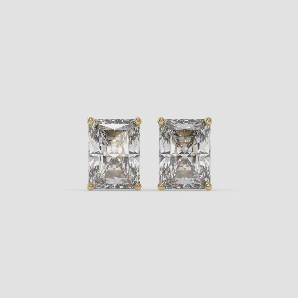 White Gold Emerald-Cut Diamond Stud Earrings