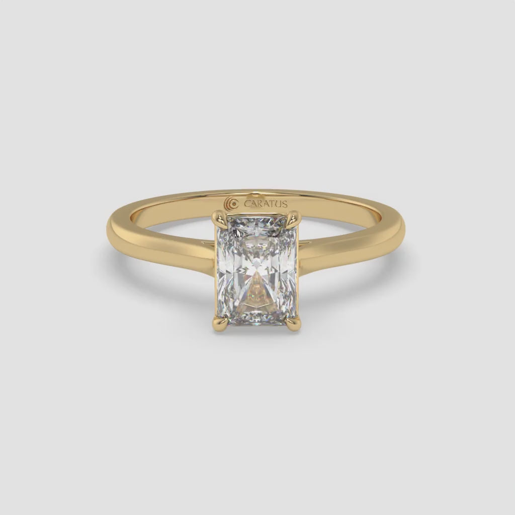 Radiant-Cut Diamond Cathedral Ring in Yellow Gold