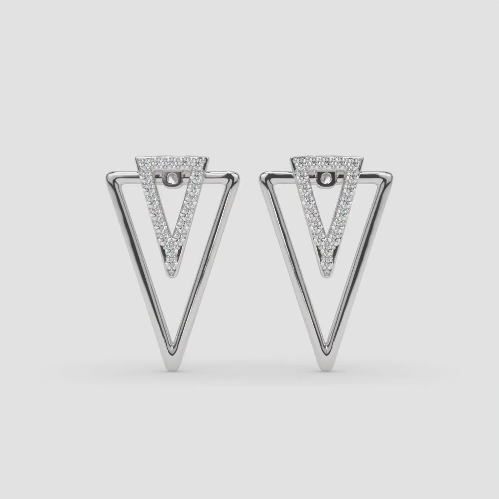 Geometric Diamond Stud White Gold Earrings