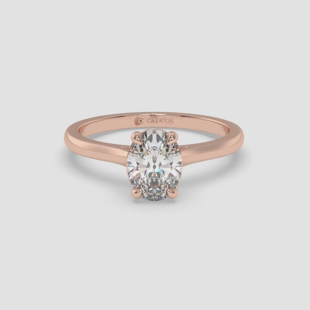 Oval Diamond Cathedral Ring in 1.00 CT Rose Gold