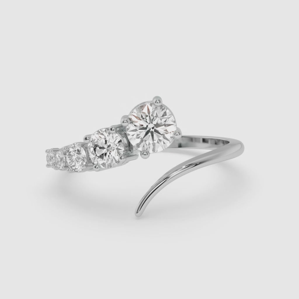 0.50 CT White Gold Round-Cut Engagement Ring with Side Round Diamonds