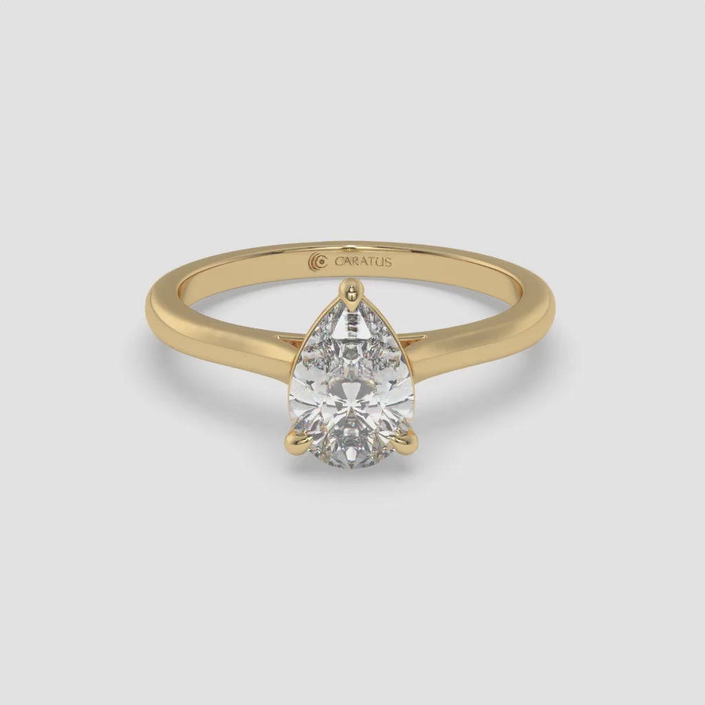 1.00 CT Pear-Shaped Diamond Yellow Gold Ring