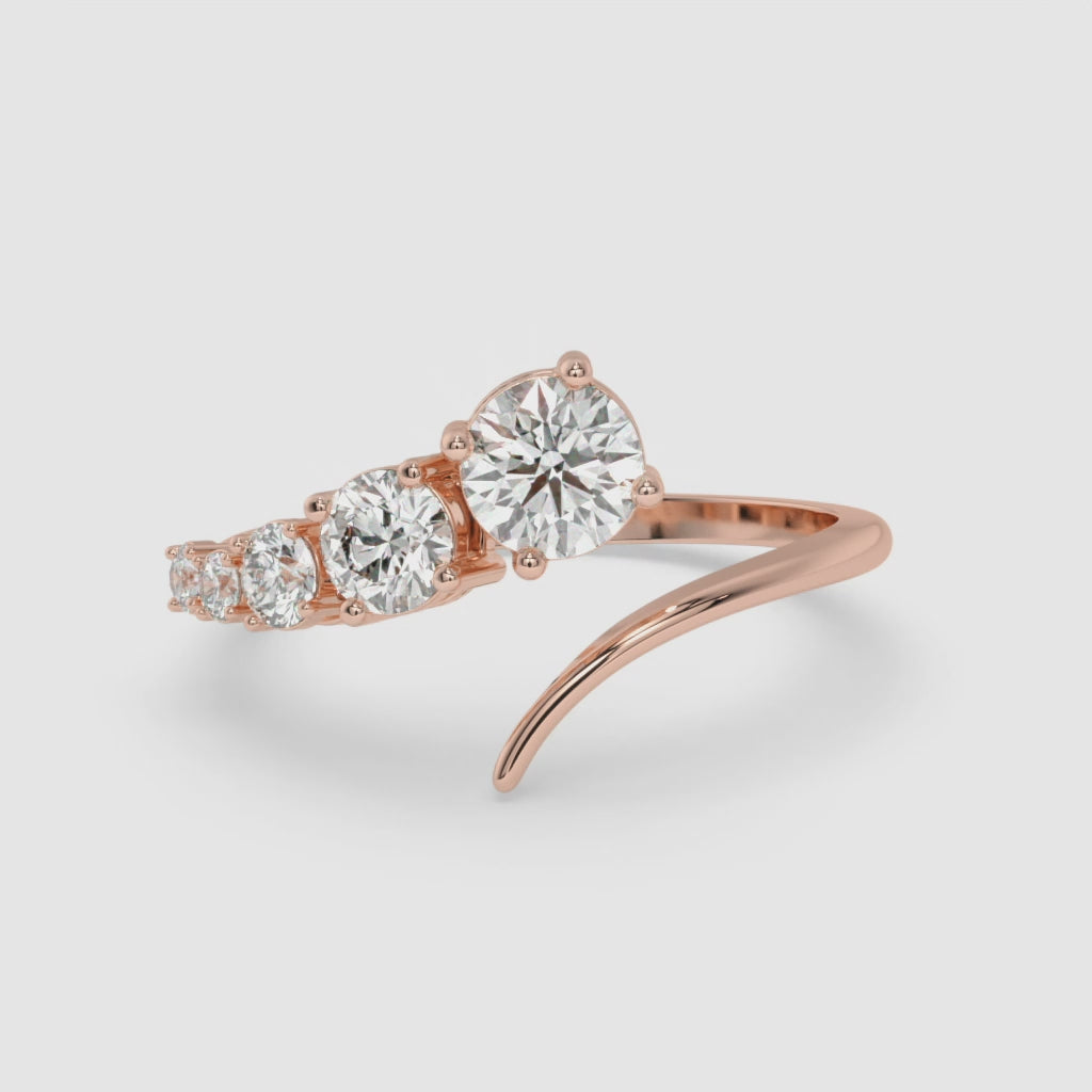 0.50 CT Rose Gold Round-Cut Engagement Ring with Side Round Diamonds