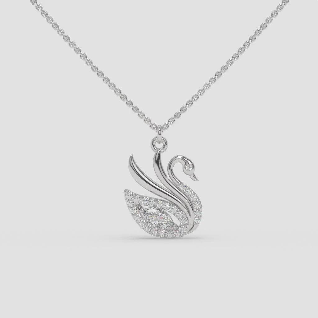 Marquise Diamond Swan Necklace in White Gold