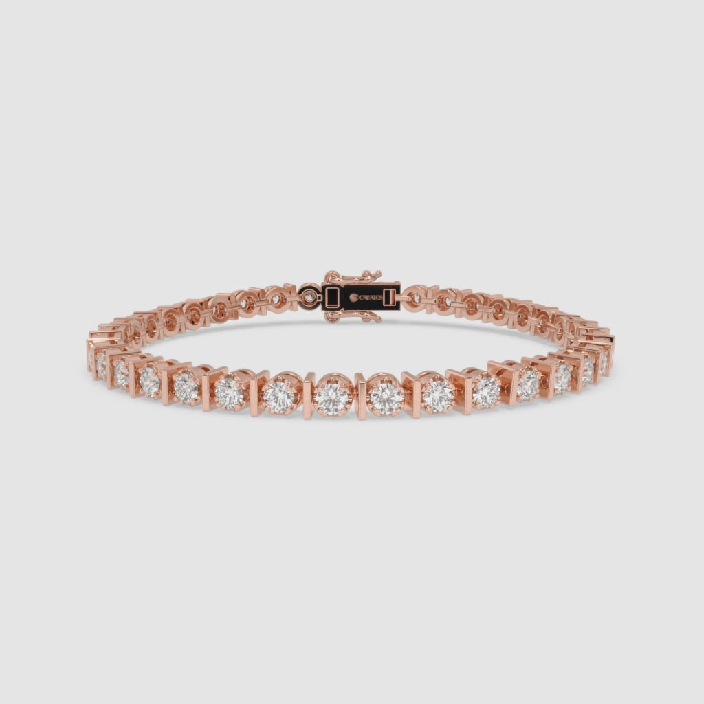 4.57 CT Rose Gold Round Diamonds Tennis Bracelet