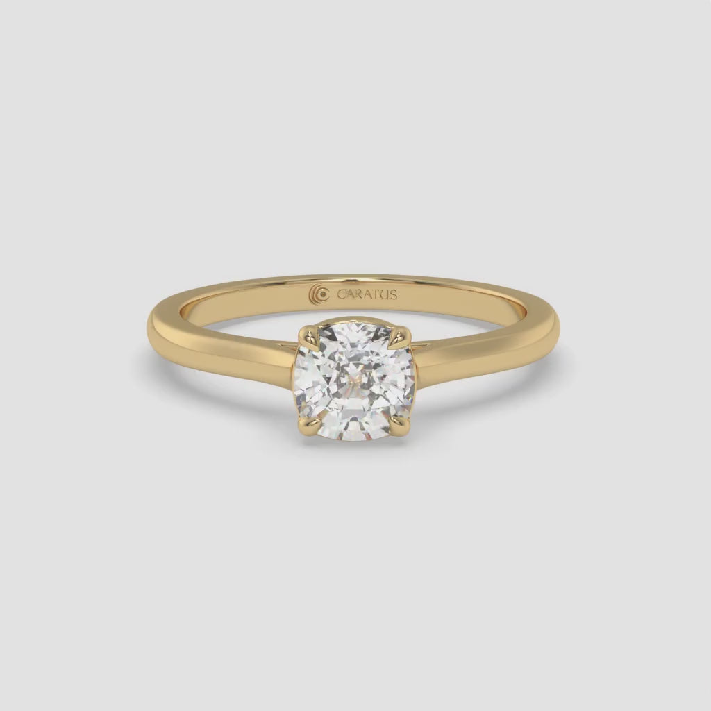 Cathedral-Style Cushion Diamond Yellow Gold Engagement Ring