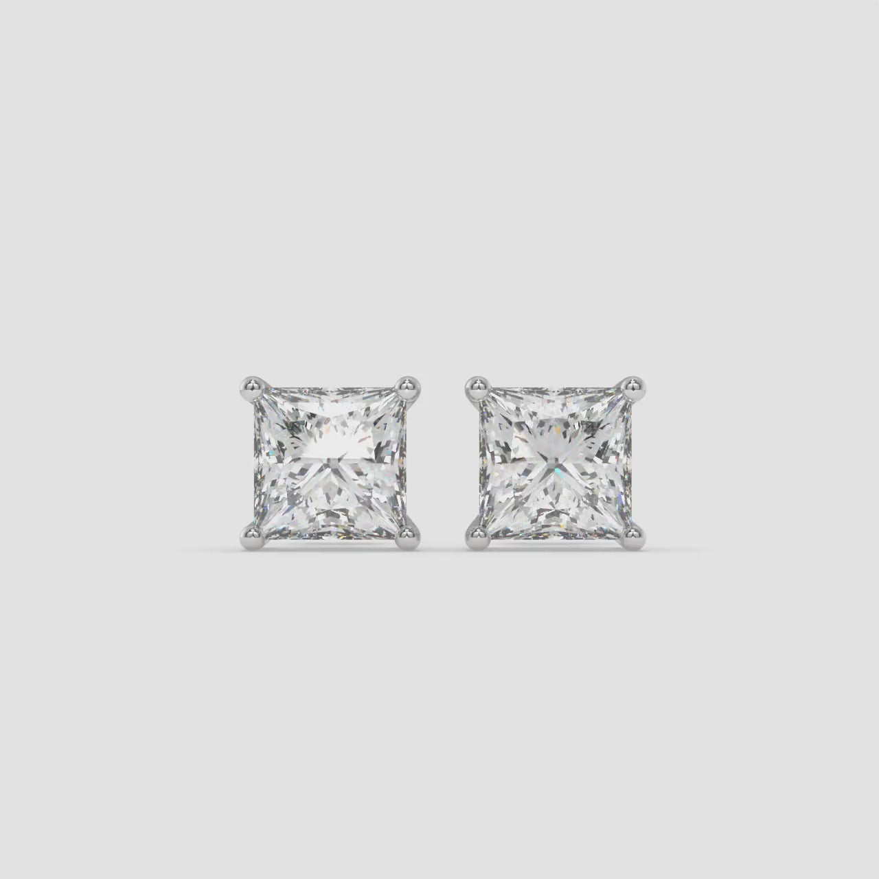 Princess-Cut Diamond White Gold Stud Earrings