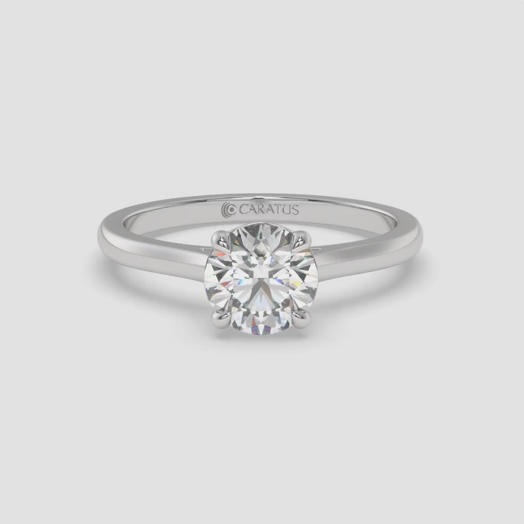 1.00 CT Cathedral-Style Round Diamond Engagement Ring in White Gold