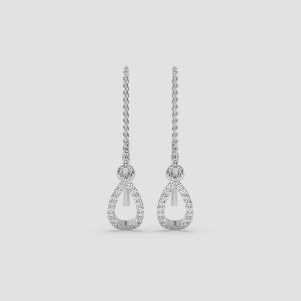 Diamond Drop White Gold Earrings in Pear Shape