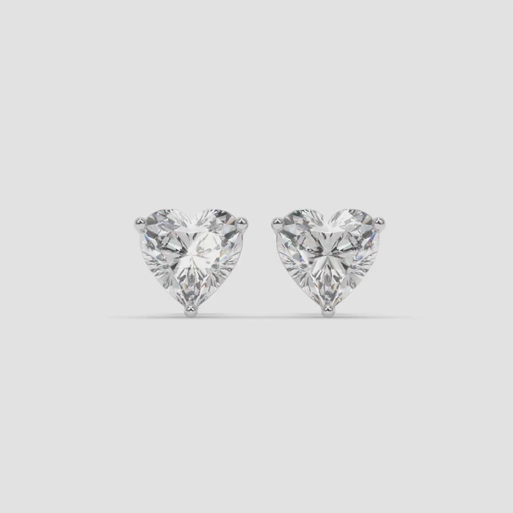 White Gold Heart-Shaped Diamond Stud Earrings