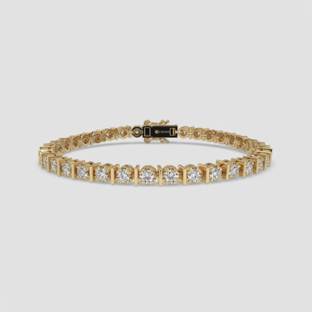 4.57 CT Yellow Gold Round Diamonds Tennis Bracelet