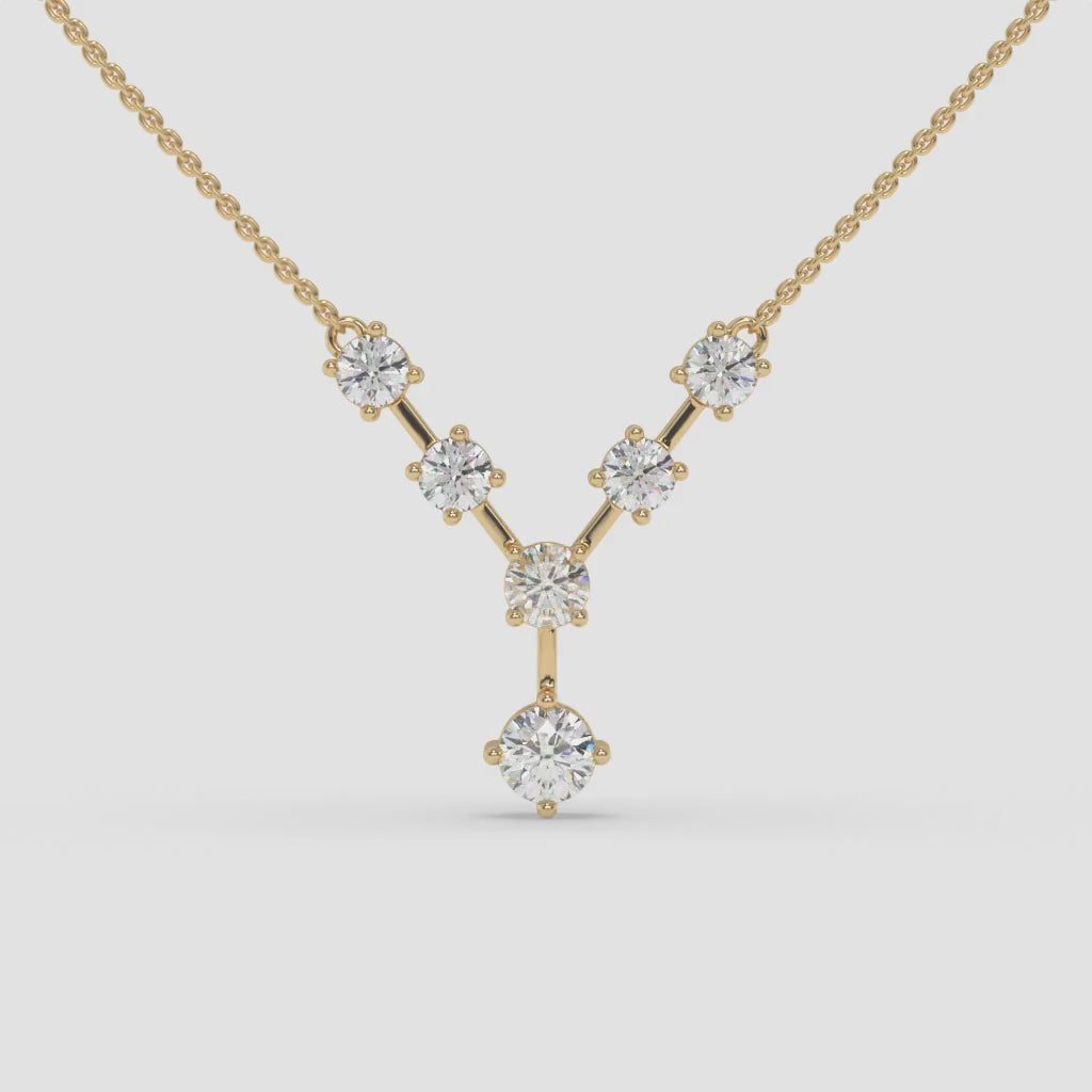 Constellation-Inspired Diamond Yellow Gold Necklace