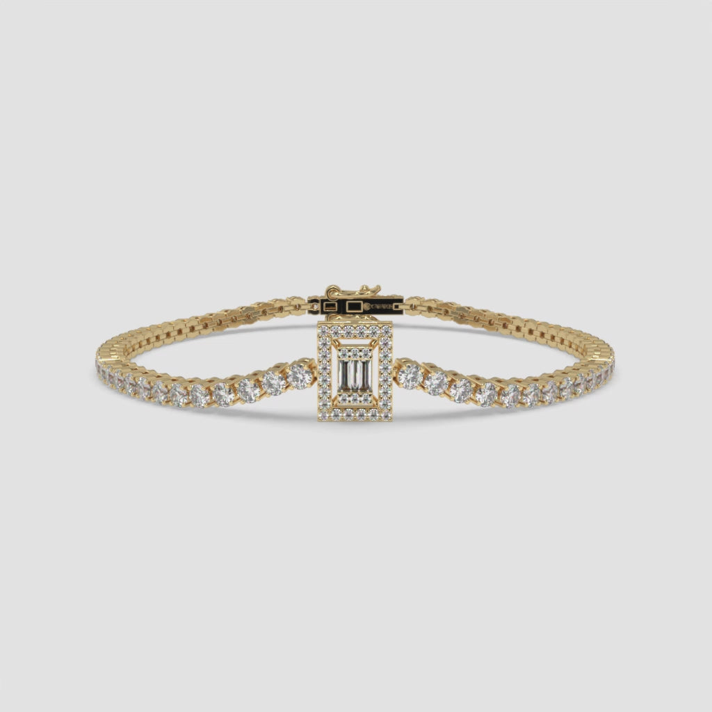 Round-Cut Diamond Tennis Bracelet in 14K Yellow Gold