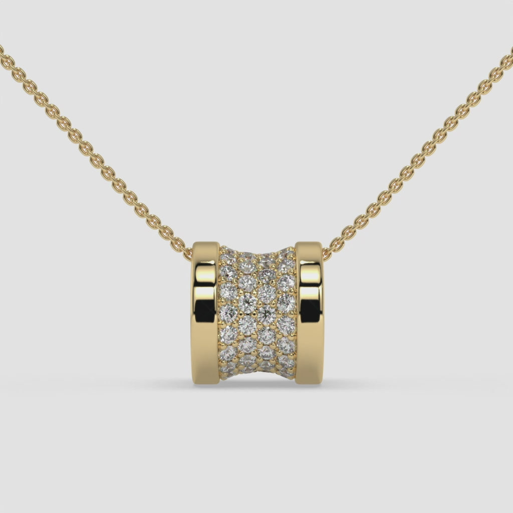 Yellow Gold Roll It Diamond Necklace