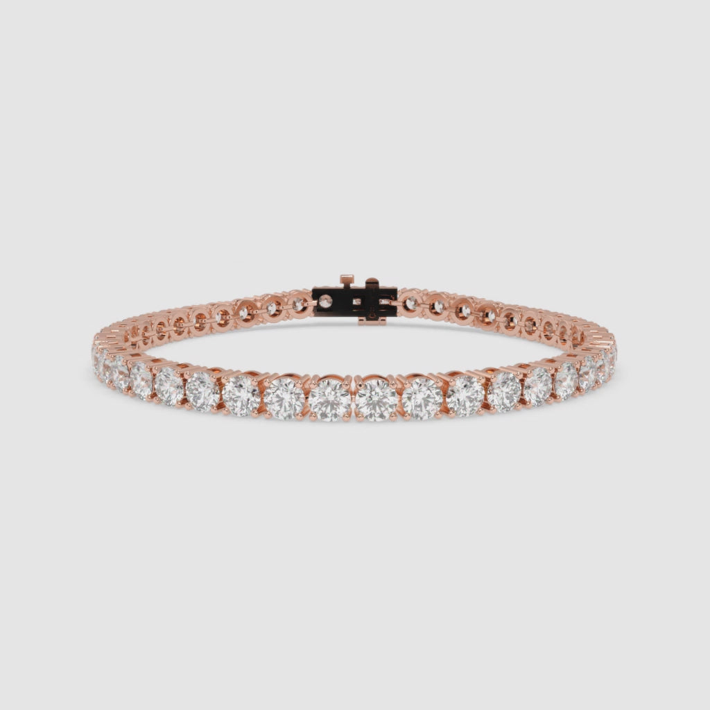 10.25 CT Rose Gold Round Diamond Tennis Bracelet in 14K Gold