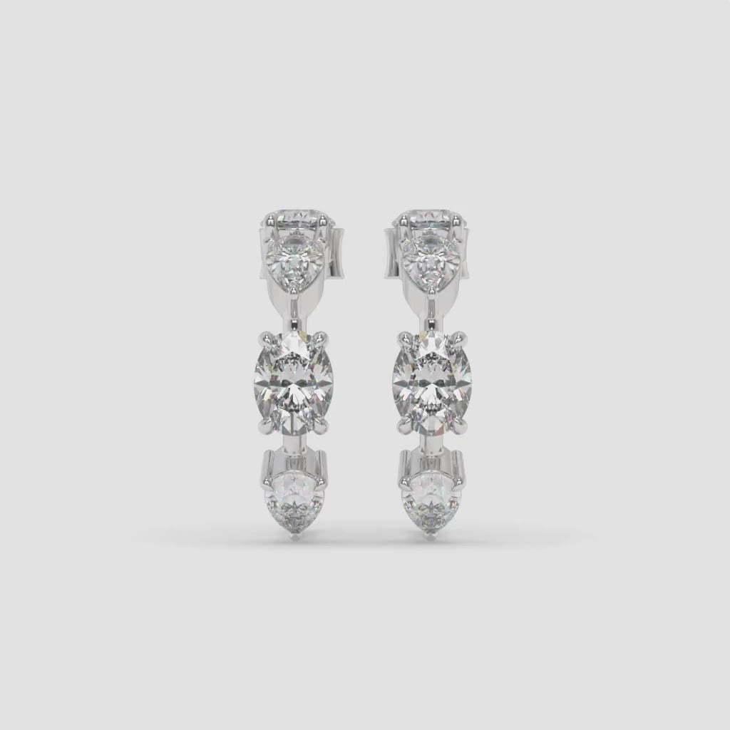 Vertical Diamond White Gold Earrings