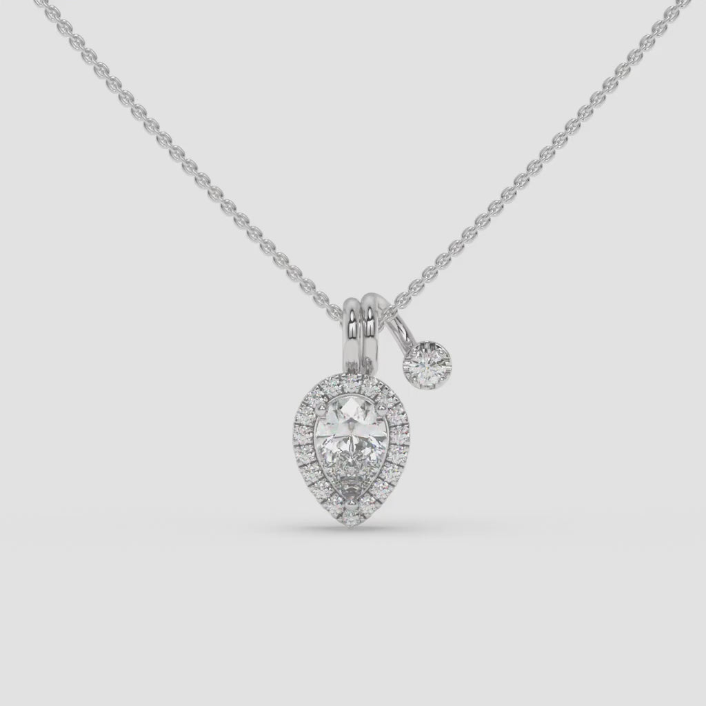 Pear-Shaped Diamond Pendant with Round Diamond Accent in White Gold