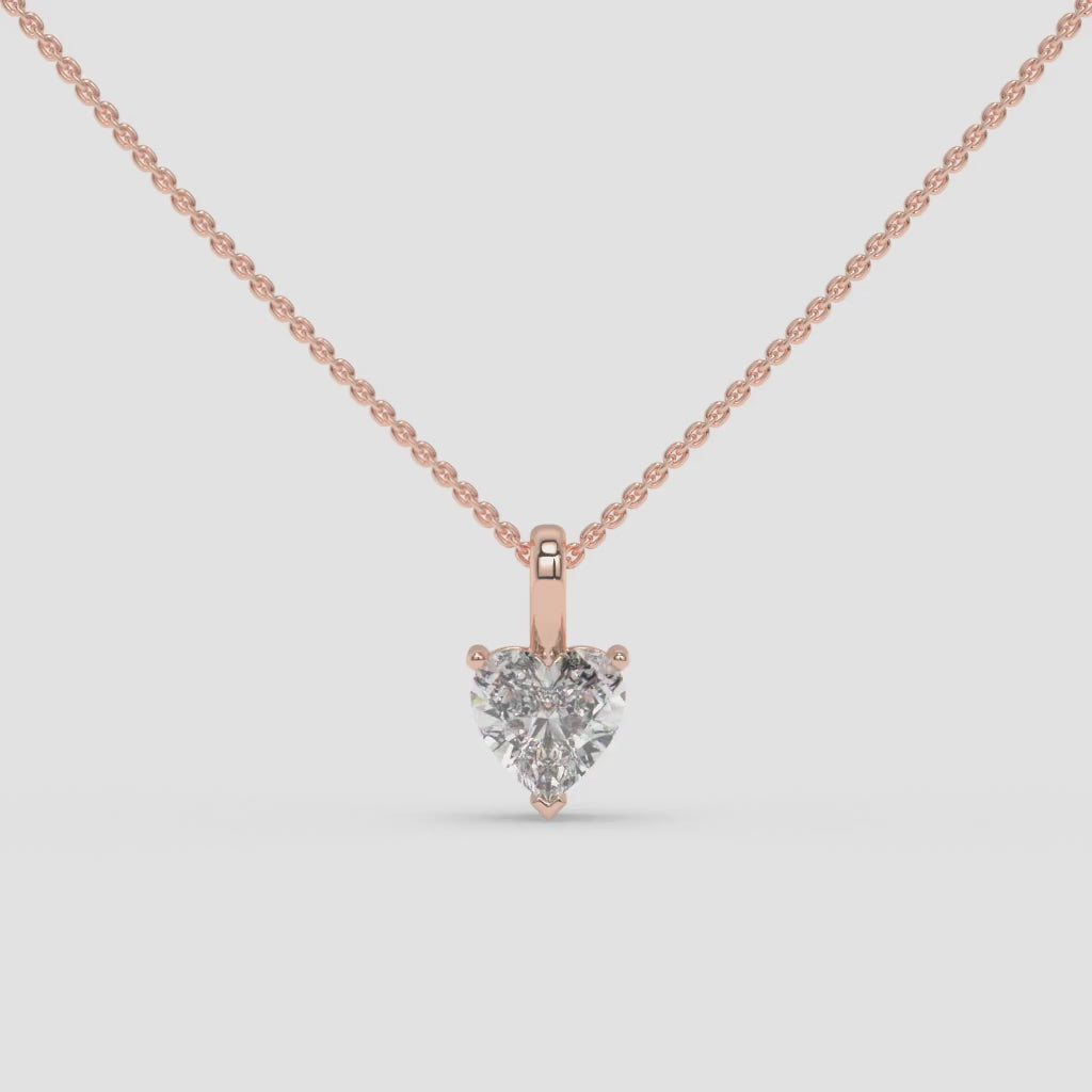 Heart-Shaped Diamond Pendant in Rose Gold