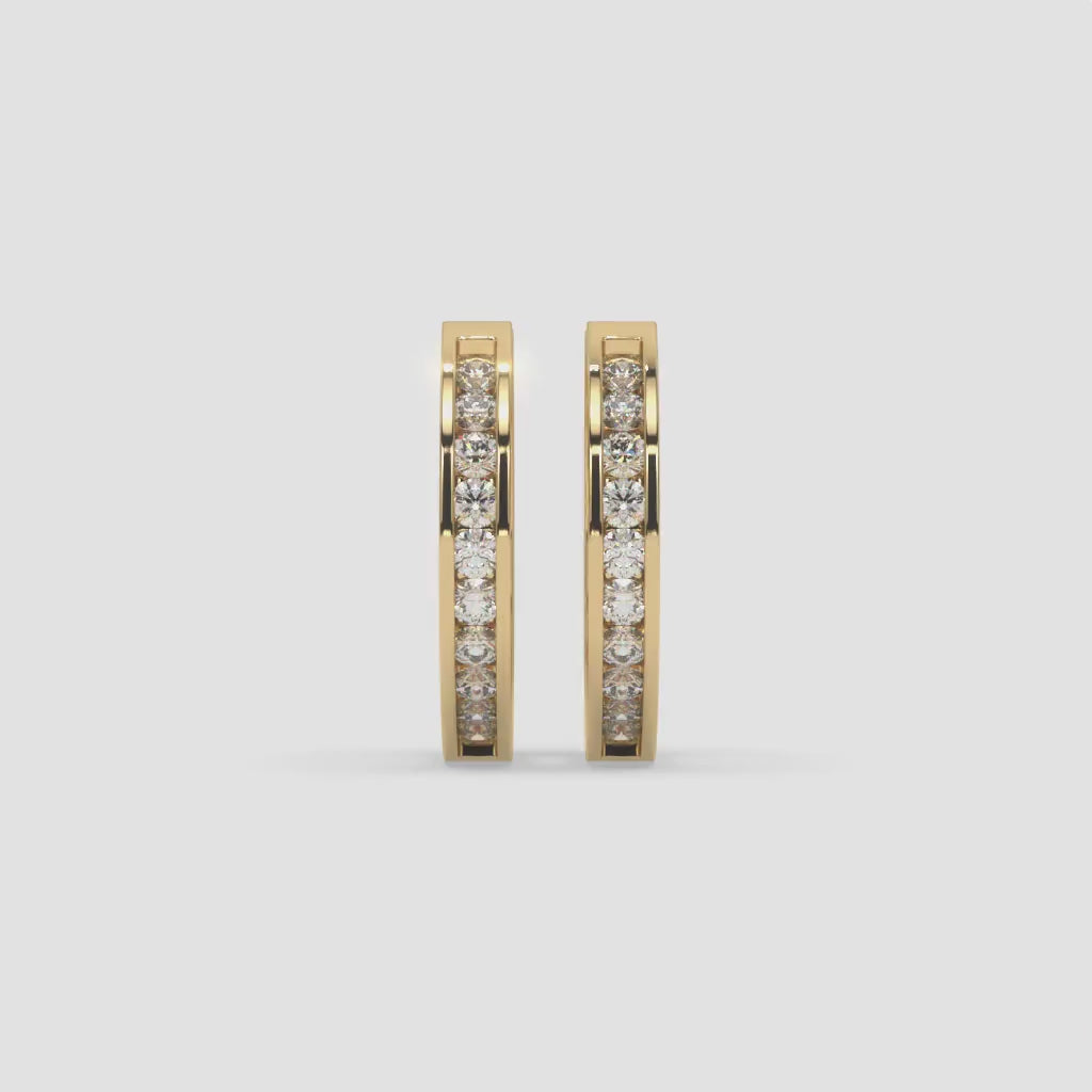 Yellow Gold Classic Diamond Hoop Earrings