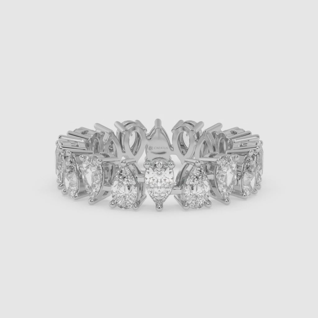 4.50 CT White Gold Pear-Cut Diamond Eternity Engagement Ring