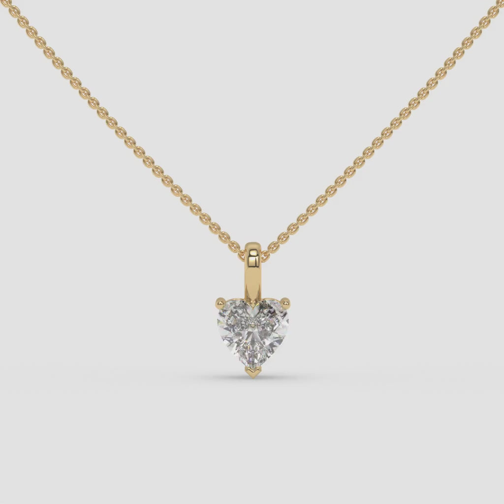 Heart-Shaped Diamond Pendant in Yellow Gold