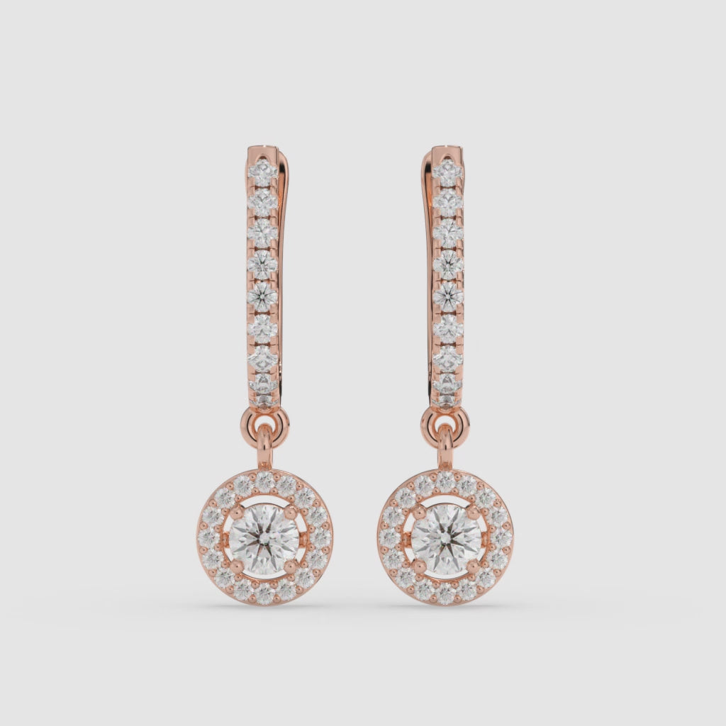 Halo Earrings in 14K Rose Gold with Lab-Grown Diamonds