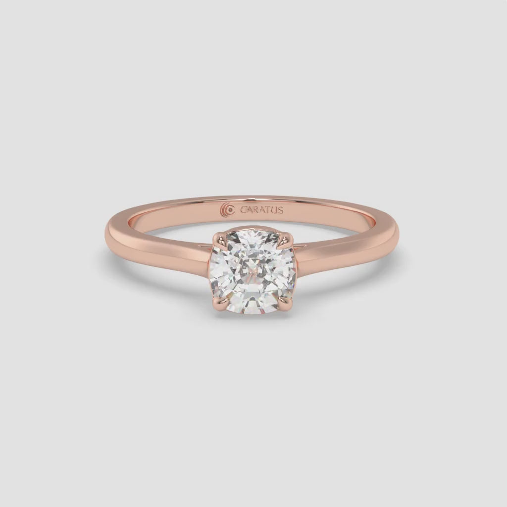 Cathedral-Style Cushion Diamond Rose Gold Engagement Ring