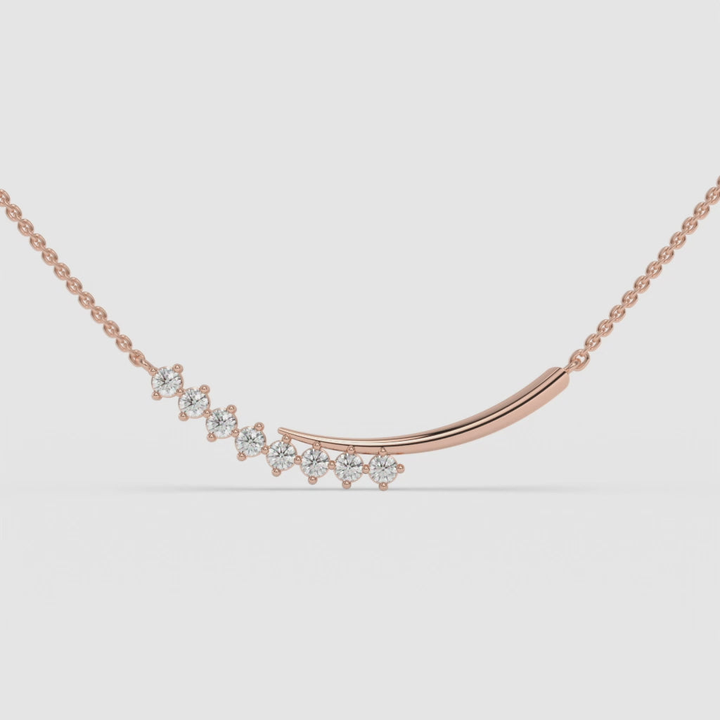 0.20 CT Windswept Diamond Rose Gold Necklace