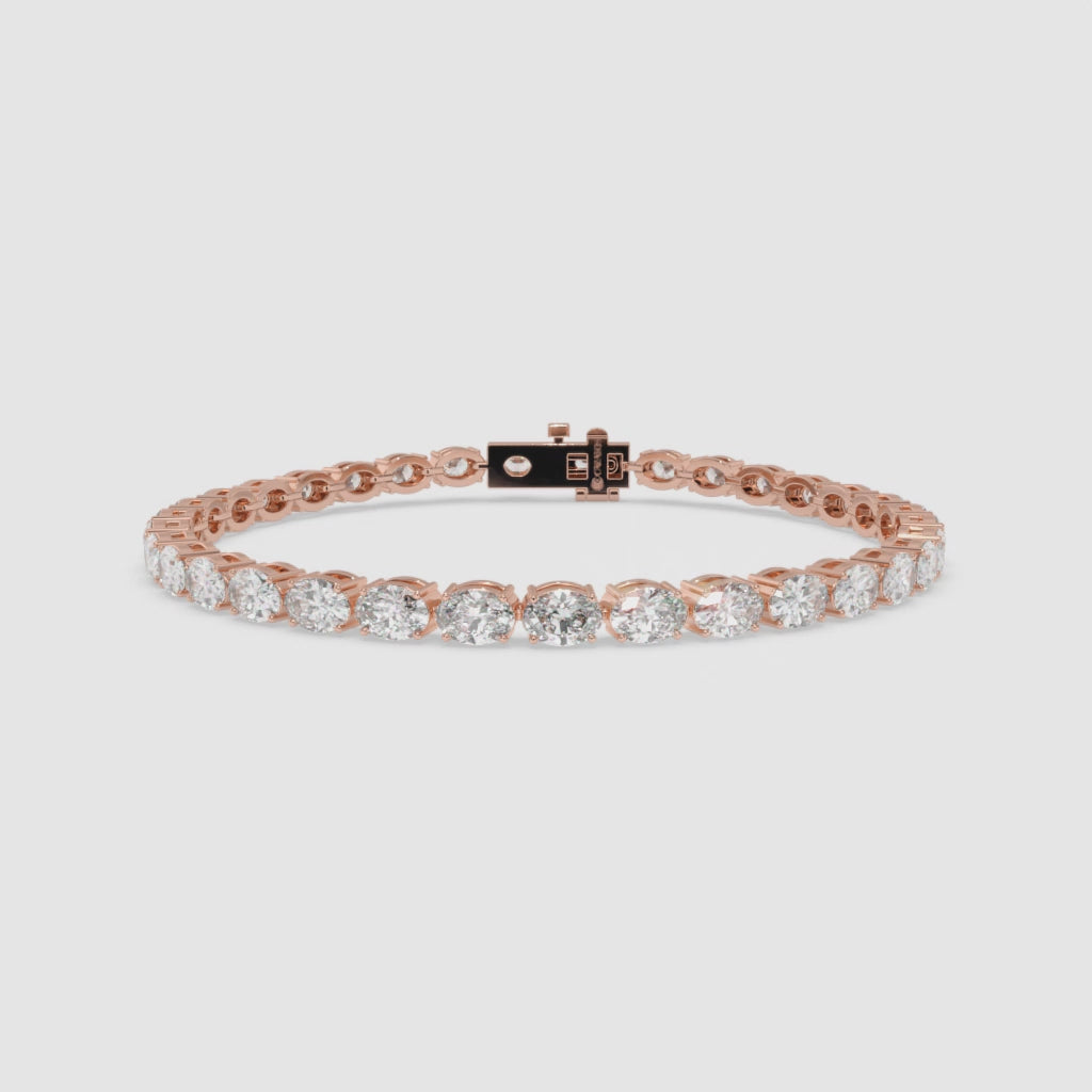 7.75 CT Oval Diamond Tennis Bracelet in Rose Gold
