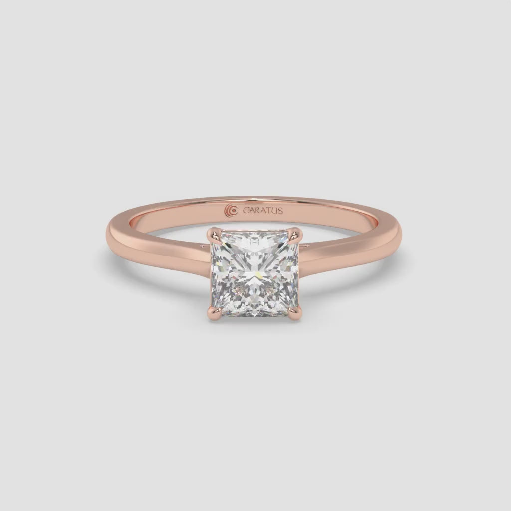 Rose Gold Princess-Cut Diamond Cathedral Ring in 1.00 CT