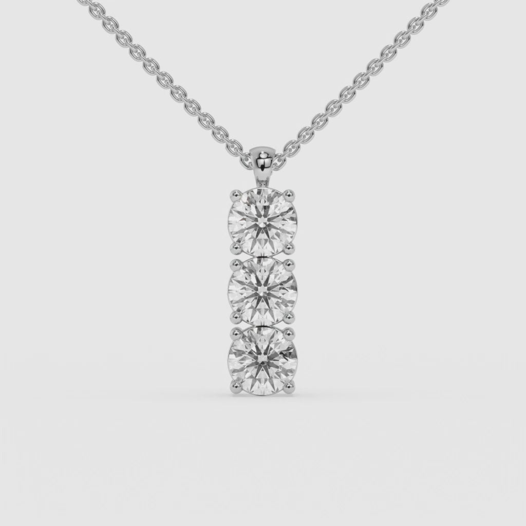 White Gold Triple Round-Cut Diamond Pendant in 14K Gold