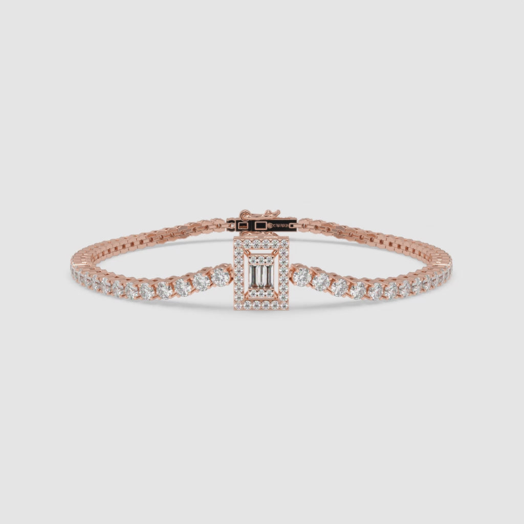 Round-Cut Diamond Tennis Bracelet in 14K Rose Gold