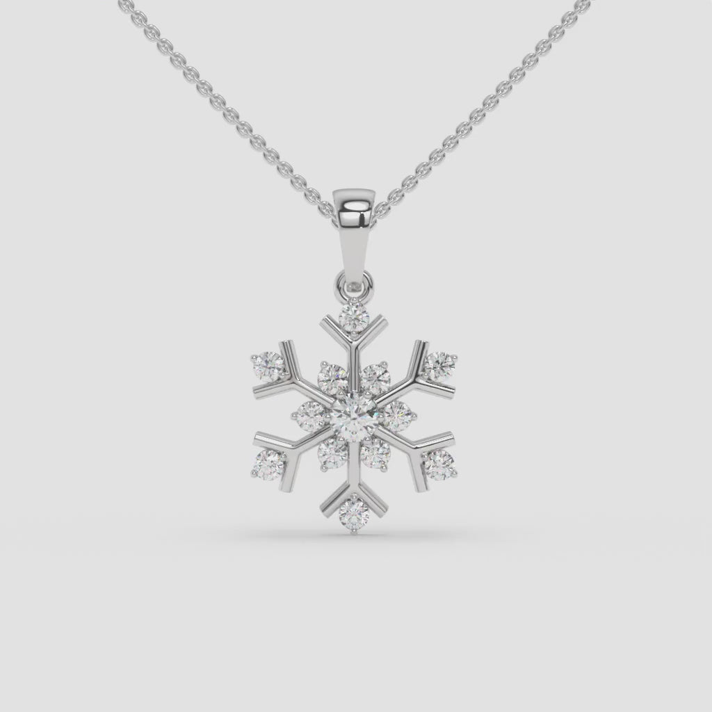 Whimsical Snowflake Diamond White Gold Necklace