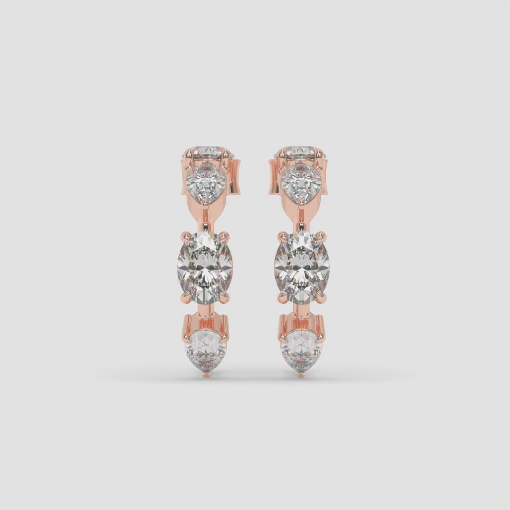 Vertical Diamond Rose Gold Earrings