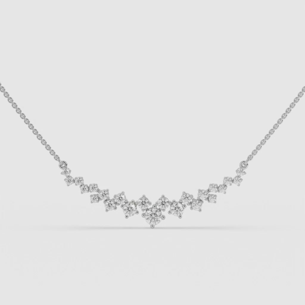 Geometric Play Round Diamond Pendant with Chain in 14K White Gold