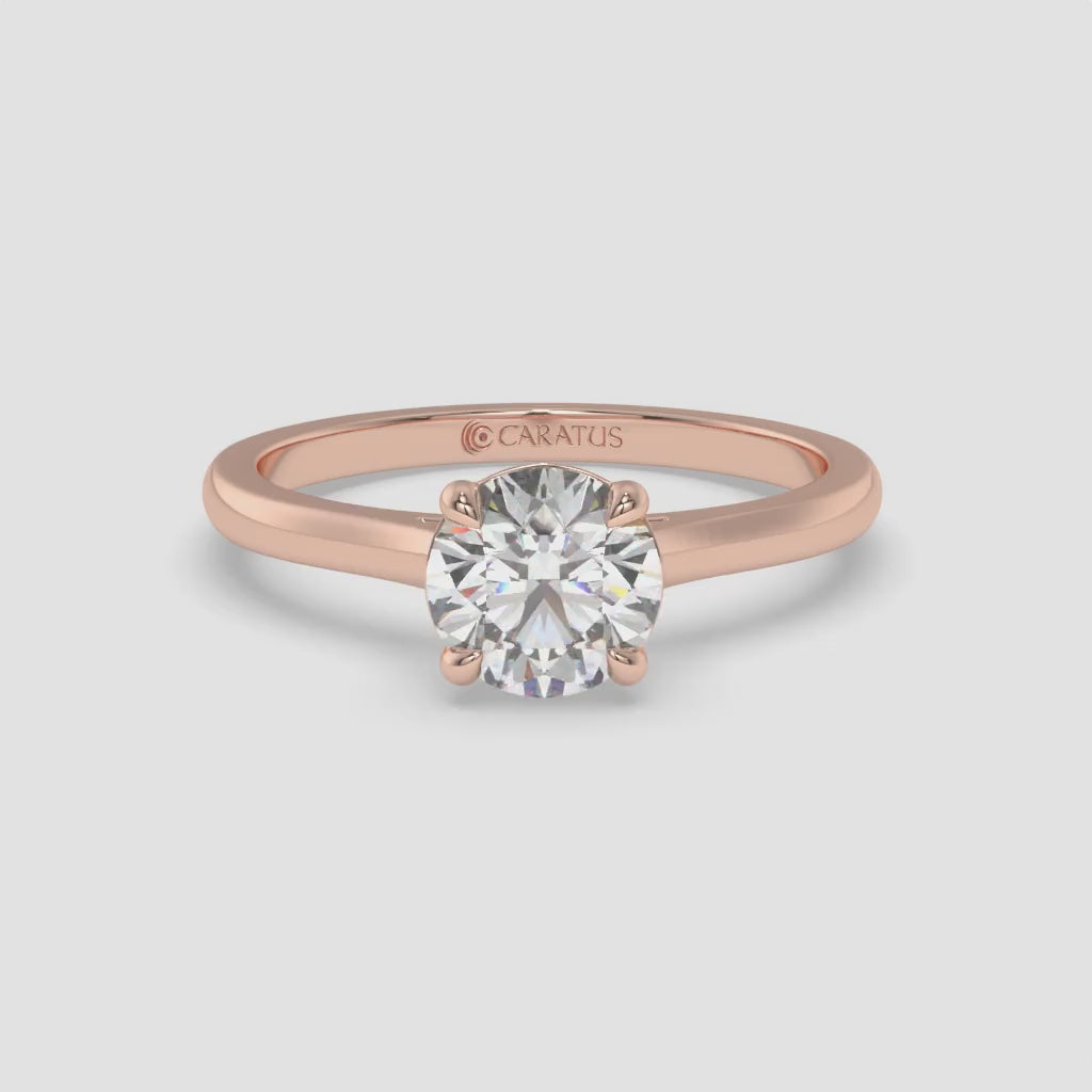 1.00 CT Cathedral-Style Round Diamond Engagement Ring in Rose Gold