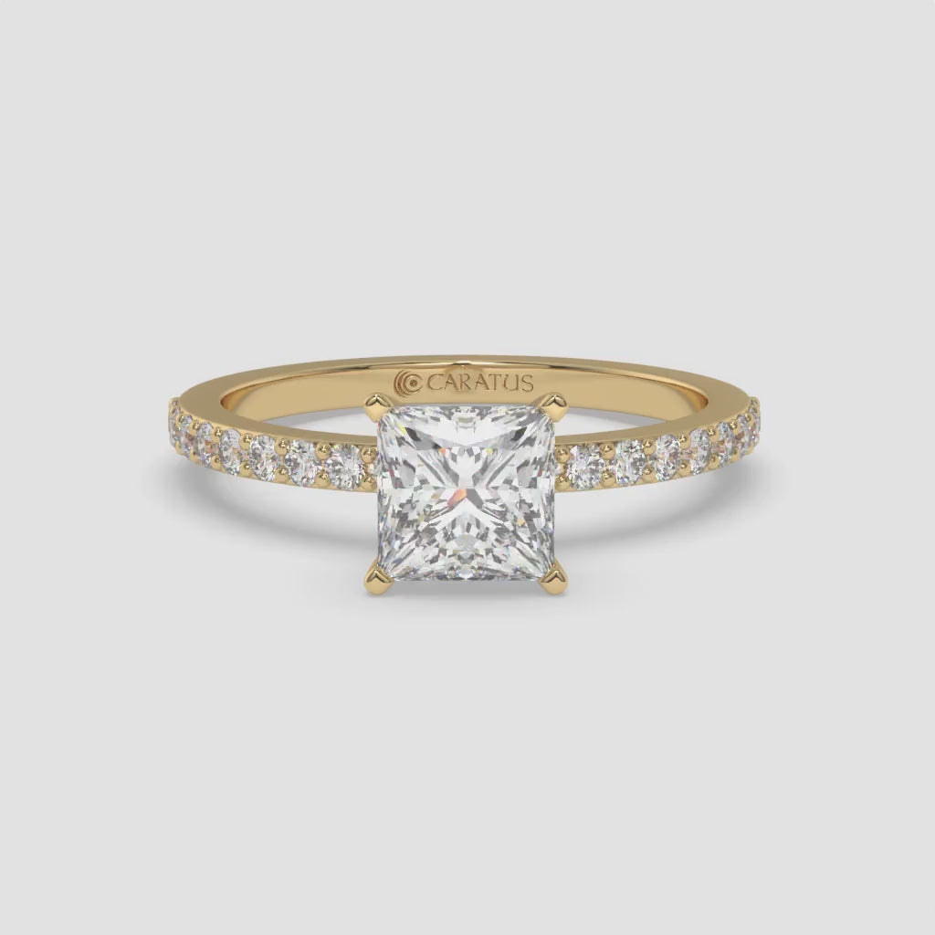 Yellow Gold Princess-Cut Diamond Solitaire Ring with Channel-Set Band