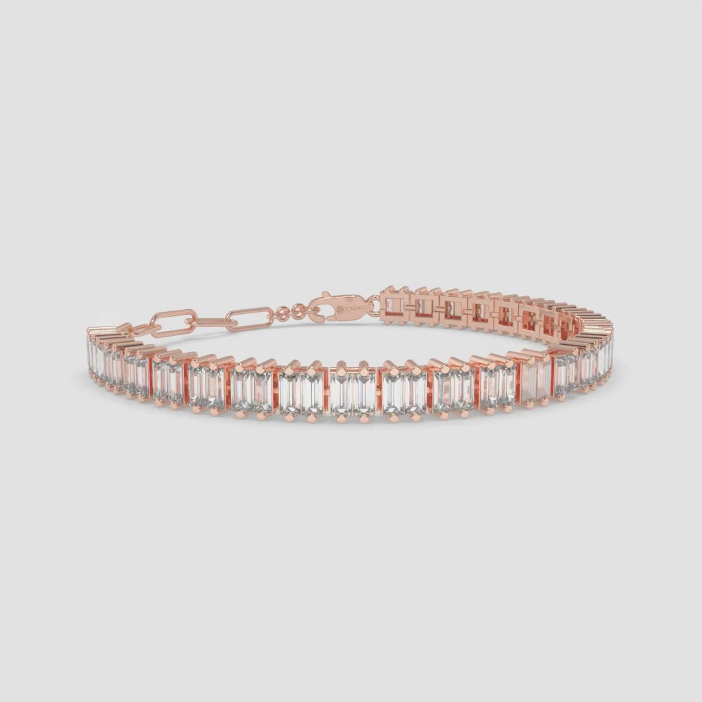 6.44 Carat Round Diamond Tennis Bracelet in Rose Gold