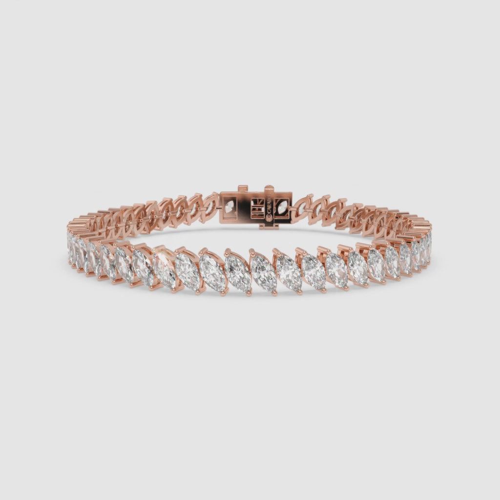 14 CT Radiant Diamond Rose Gold Tennis Bracelet