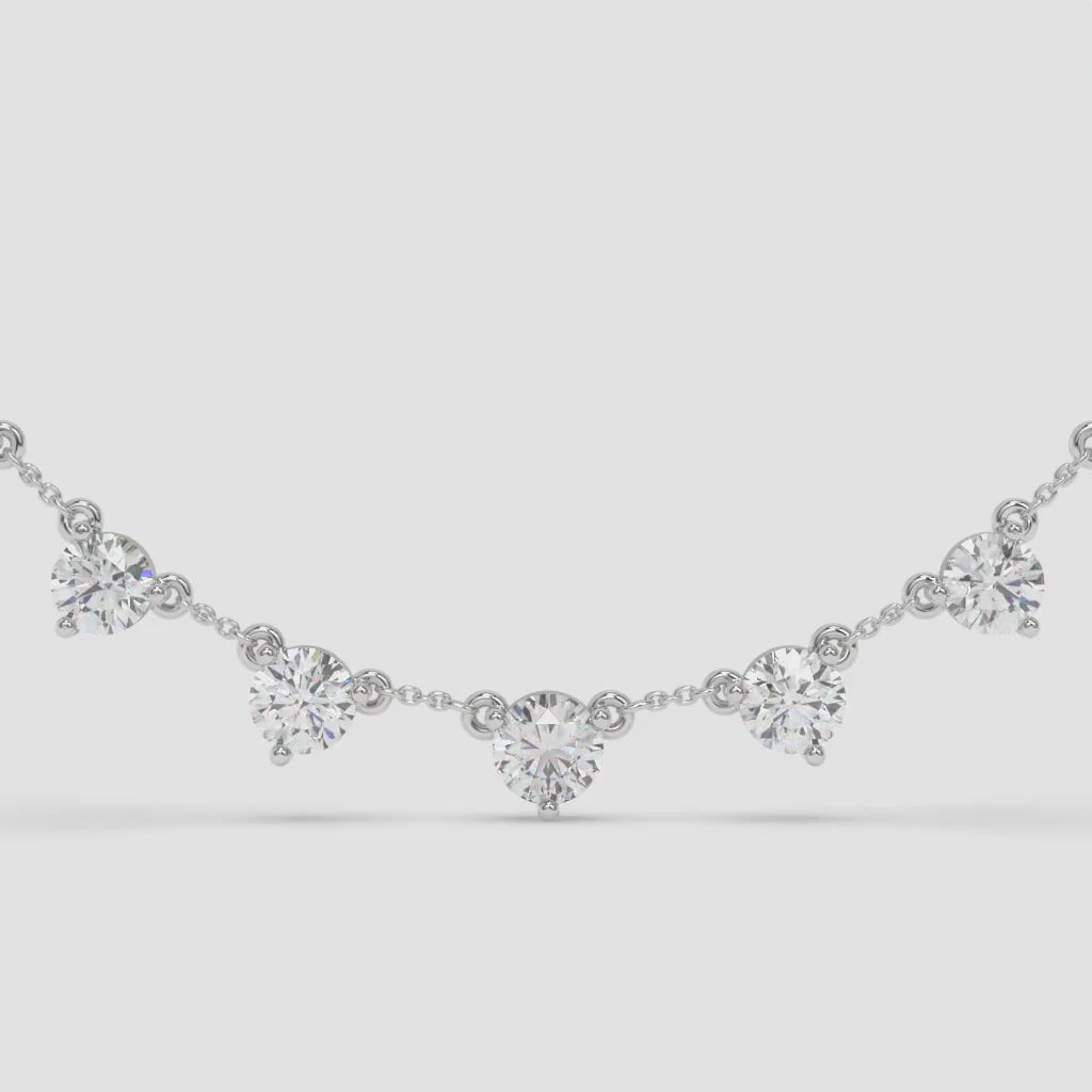 Graduated Diamond Cascade White Gold Necklace